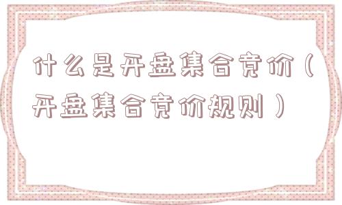 什么是开盘集合竞价(开盘集合竞价规则) 什么是开盘集合竞价(开盘集合竞价规则)
