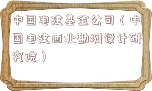 中国电建基金公司（中国电建西北勘测设计研究院）
