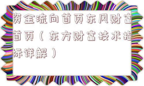 资金流向首页东风财富首页（东方财富技术指标详解）
