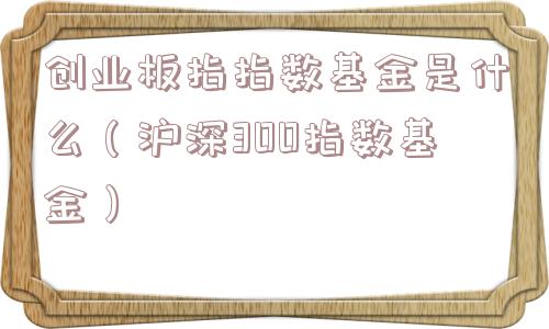 创业板指指数基金是什么(沪深300指数基金) 创业板指指数基金是什么(沪深300指数基金)
