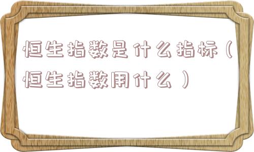 恒生指数是什么指标（恒生指数用什么）