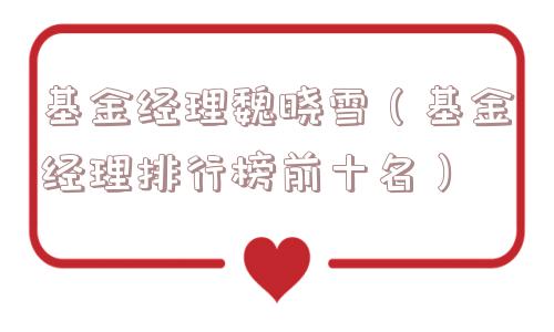 基金经理魏晓雪（基金经理排行榜前十名）
