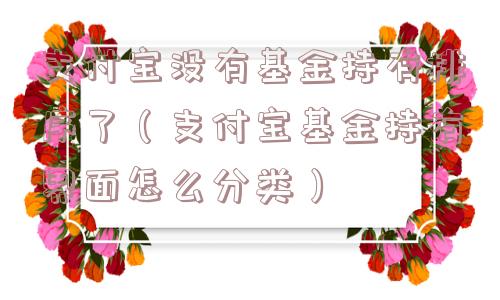 支付宝没有基金持有排序了（支付宝基金持有界面怎么分类）