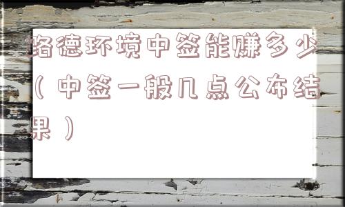 路德环境中签能赚多少（中签一般几点公布结果）