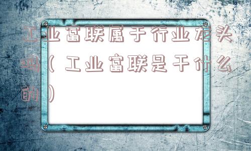 工业富联属于行业龙头吗（工业富联是干什么的）