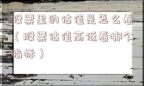 股票里的估值是怎么看（股票估值高低看哪个指标）