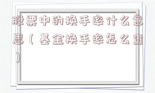 股票中的换手率什么意思(基金换手率怎么查) 股票中的换手率什么意思(基金换手率怎么查)