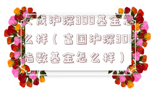 大成沪深300基金怎么样（富国沪深300指数基金怎么样）