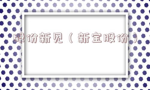 股份新见(新宝股份) 股份新见(新宝股份)