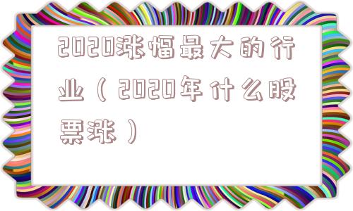 2020涨幅最大的行业（2020年什么股票涨）