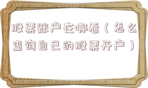 股票账户在哪看（怎么查询自己的股票开户）