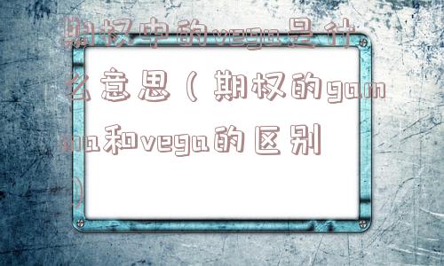 期权中的vega是什么意思（期权的gamma和vega的区别）