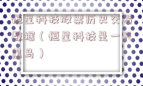 恒星科技股票历史交易数据（恒星科技是一只黑马）