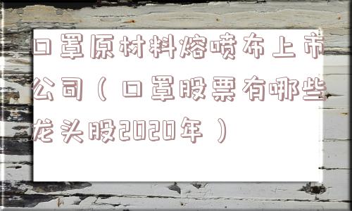口罩原材料熔喷布上市公司（口罩股票有哪些龙头股2020年）