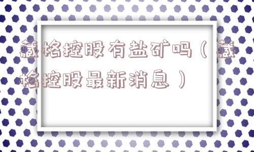 藏格控股有盐矿吗（藏格控股最新消息）