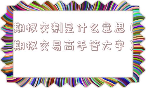 期权交割是什么意思（期权交易高手管大宇）