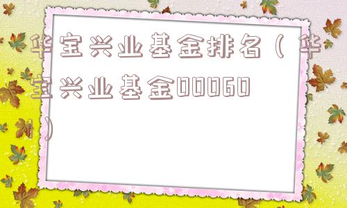 华宝兴业基金排名（华宝兴业基金000601）