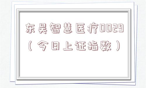 东吴智慧医疗0029（今日上证指数）
