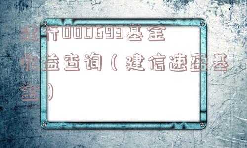 建行000693基金收益查询（建信速盈基金）