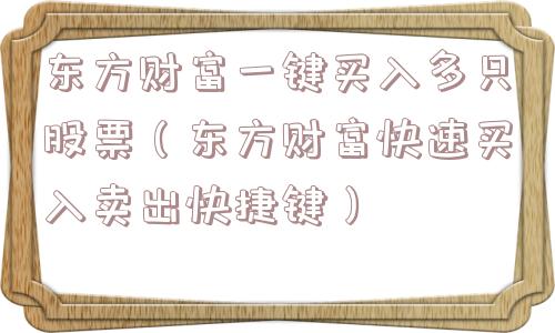 东方财富一键买入多只股票（东方财富快速买入卖出快捷键）
