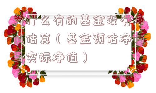 为什么有的基金没有净值估算(基金预估净值与实际净值) 为什么有的基金没有净值估算(基金预估净值与实际净值)