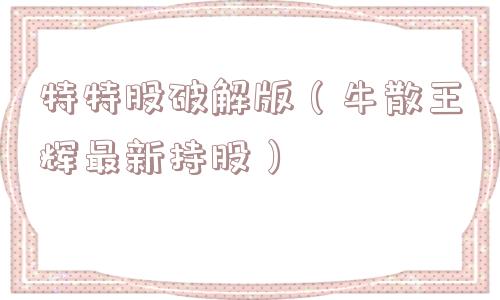 特特股破解版（牛散王辉最新持股）