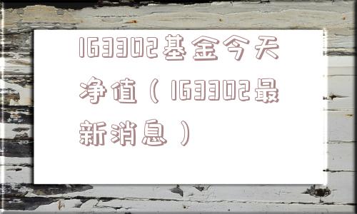 163302基金今天净值（163302最新消息）
