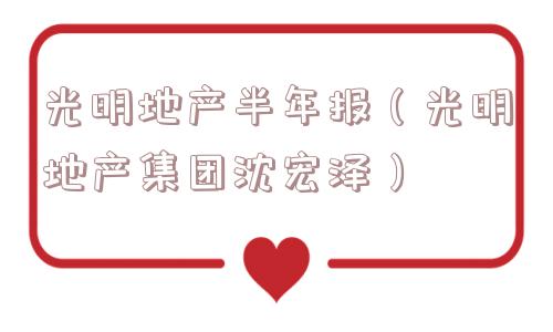 光明地产半年报(光明地产集团沈宏泽) 光明地产半年报(光明地产集团沈宏泽)