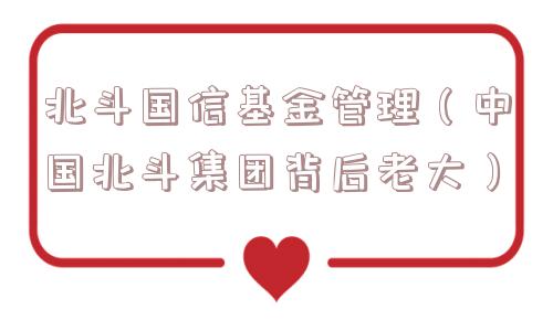 北斗国信基金管理（中国北斗集团背后老大）