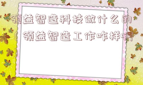 领益智造科技做什么的（领益智造工作咋样啊）