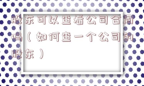 股东可以查看公司合同吗（如何查一个公司的股东）