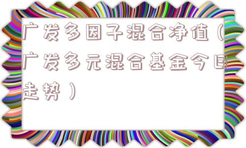 广发多因子混合净值（广发多元混合基金今日走势）