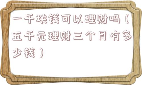 一千块钱可以理财吗（五千元理财三个月有多少钱）