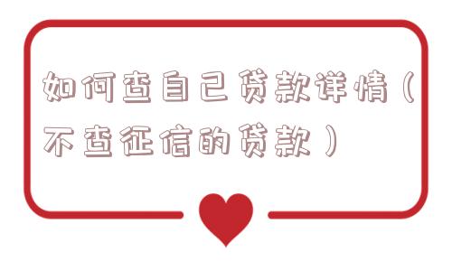 如何查自己贷款详情（不查征信的贷款）
