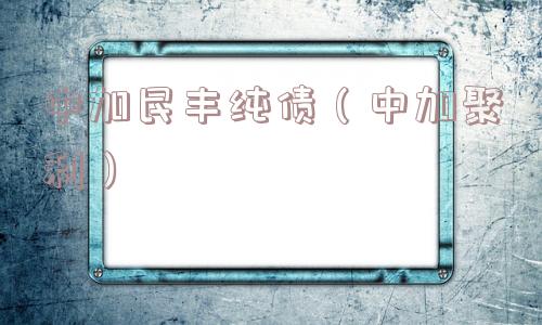 中加民丰纯债（中加聚利）