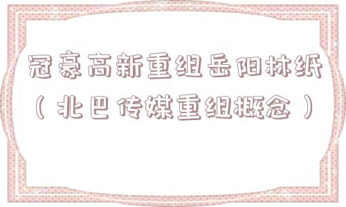 冠豪高新重组岳阳林纸（北巴传媒重组概念）