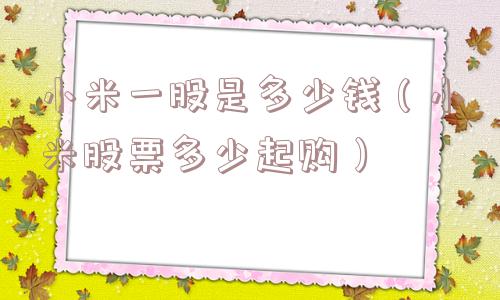 小米一股是多少钱（小米股票多少起购）