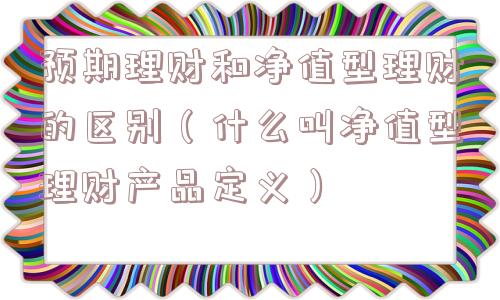 预期理财和净值型理财的区别（什么叫净值型理财产品定义）