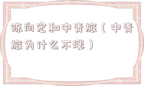 陈向宏和中青旅（中青旅为什么不涨）